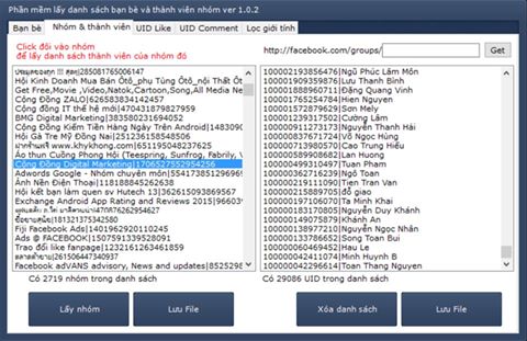 Phần mềm lấy danh sách bạn bè trên Facebook